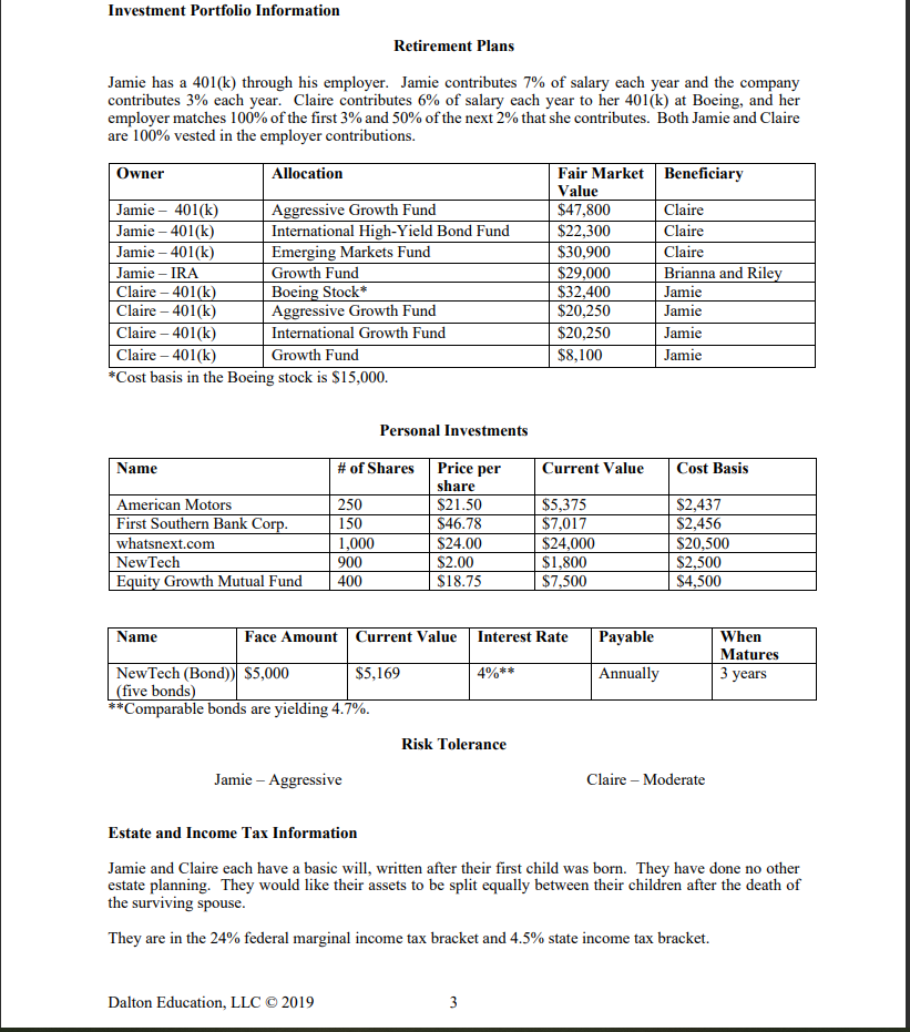 Question 1 Use the information below to solve