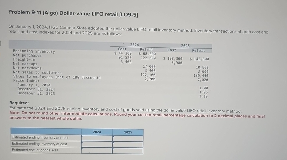 Problem 9 - 1 1 ( Algo ) Dollar - value LIFO