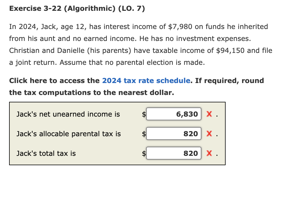 Exercise 3-22 (Algorithmic) (LO. 7) In 2024,