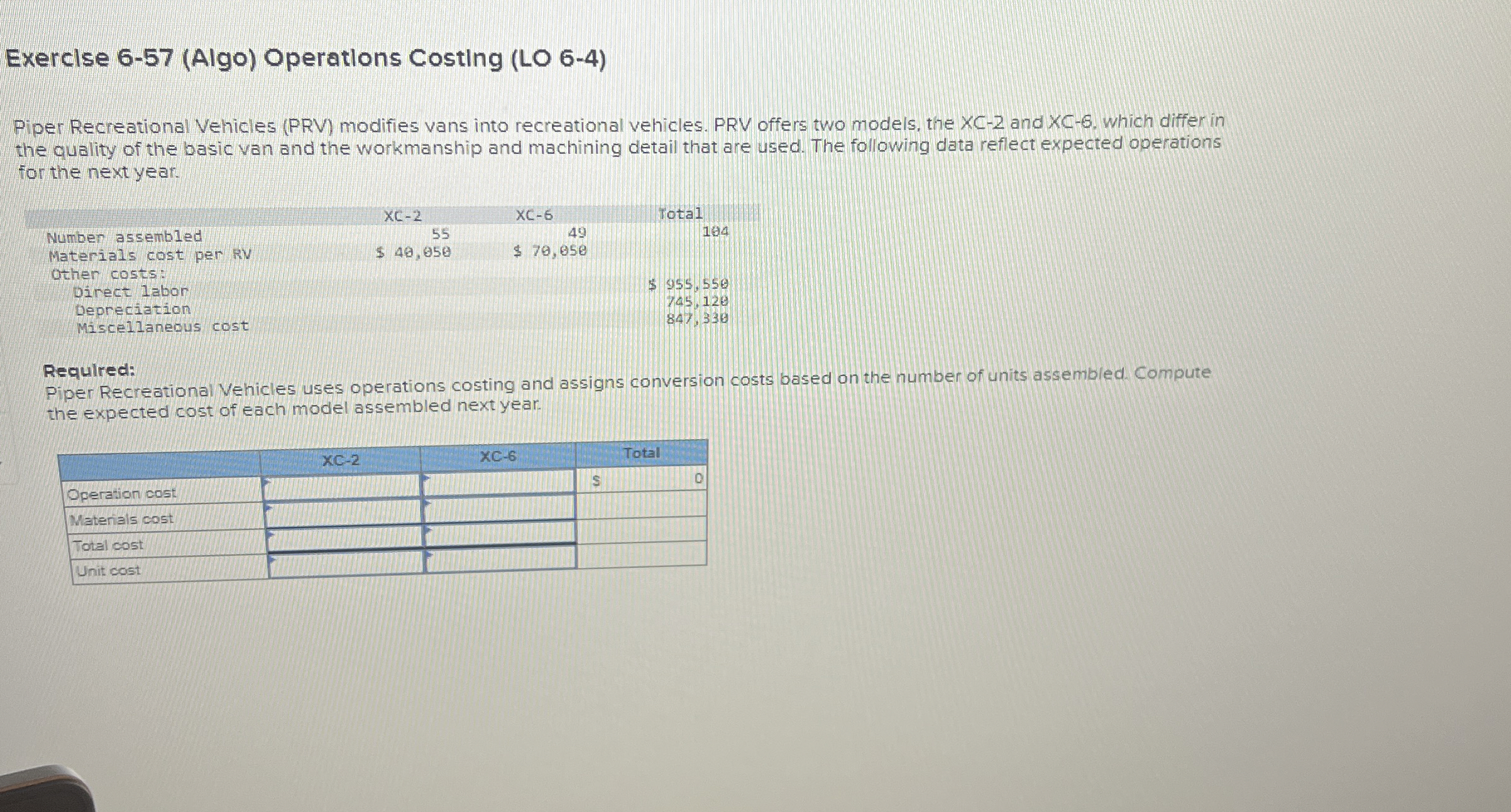Exerclse 6 - 5 7 ( Algo ) Operatlons Costling (