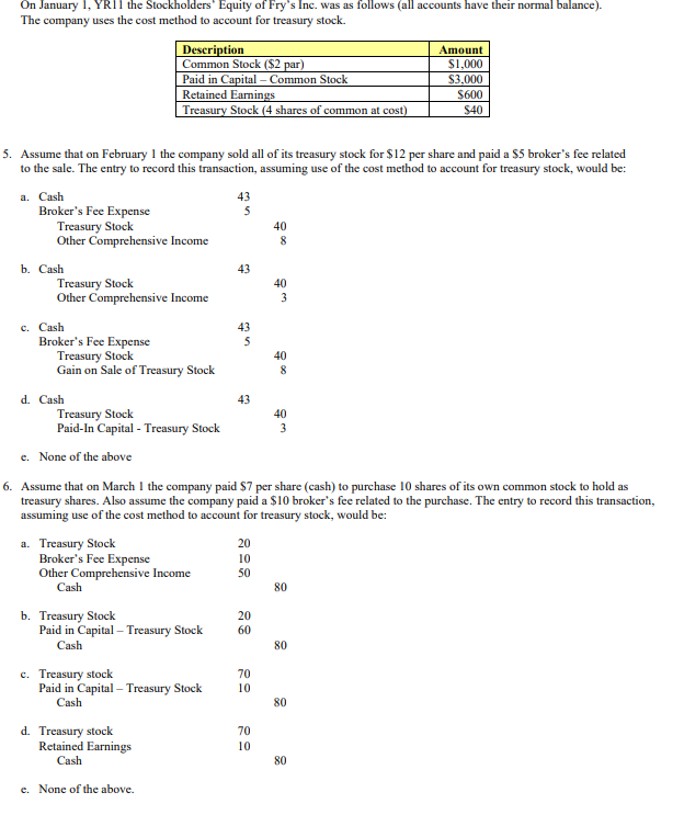 Omn January 1, YR11 the Stockholders\" Equity of