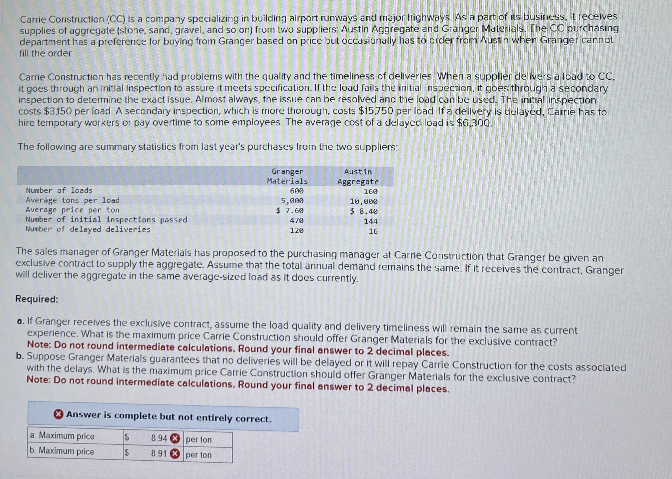 Carrie Construction ( CC ) is a company