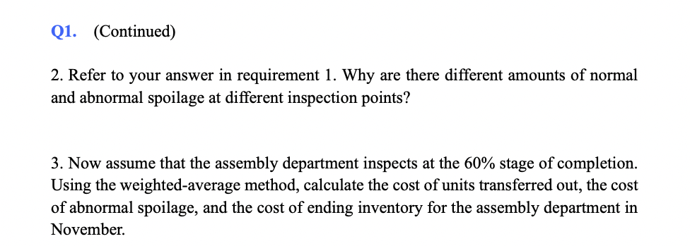 Cost Accounting HW3 Q'l. SunEnergy produces