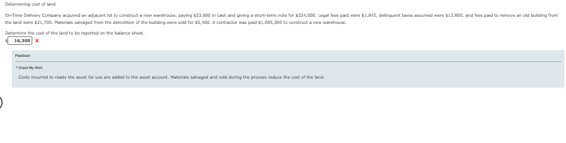 Determining cost of land the land were \ ( \ $ 2