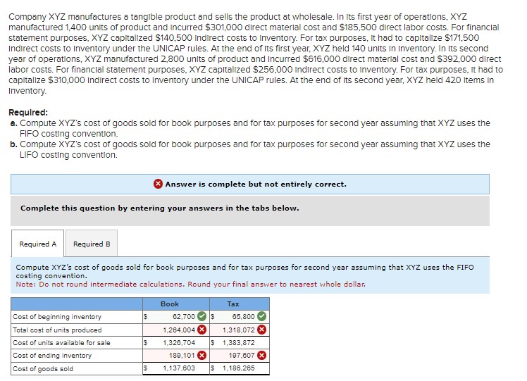 Company XYZ manufactures a tangible product and