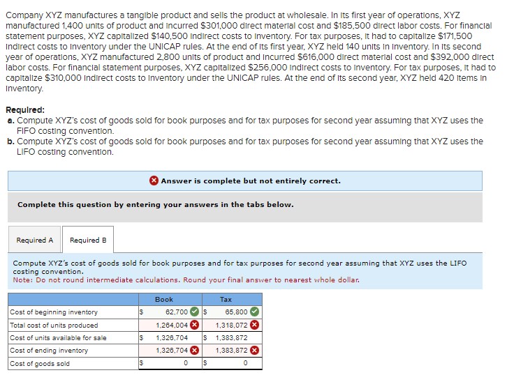 Company XYZ manufactures a tangible product and
