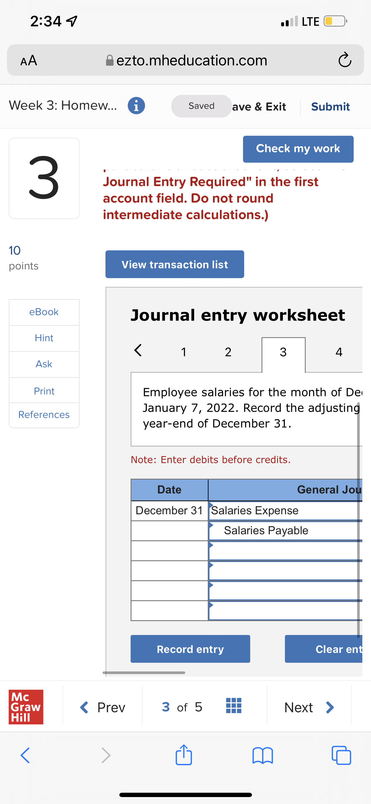 2:34 7 . LTE OD AA ezto.mheducation.com C Week 3: