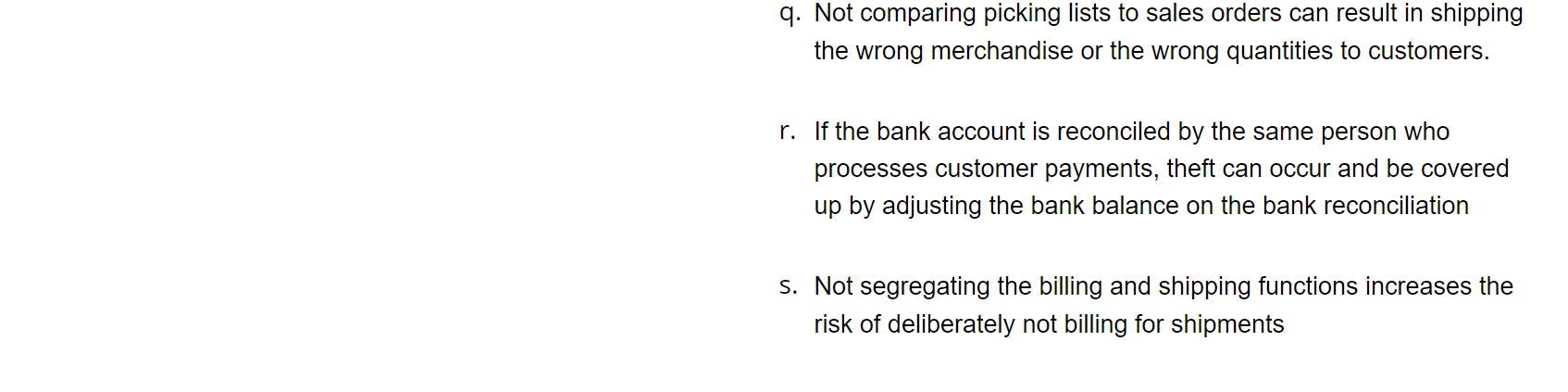 QUESTION 1 Match the control checklist question
