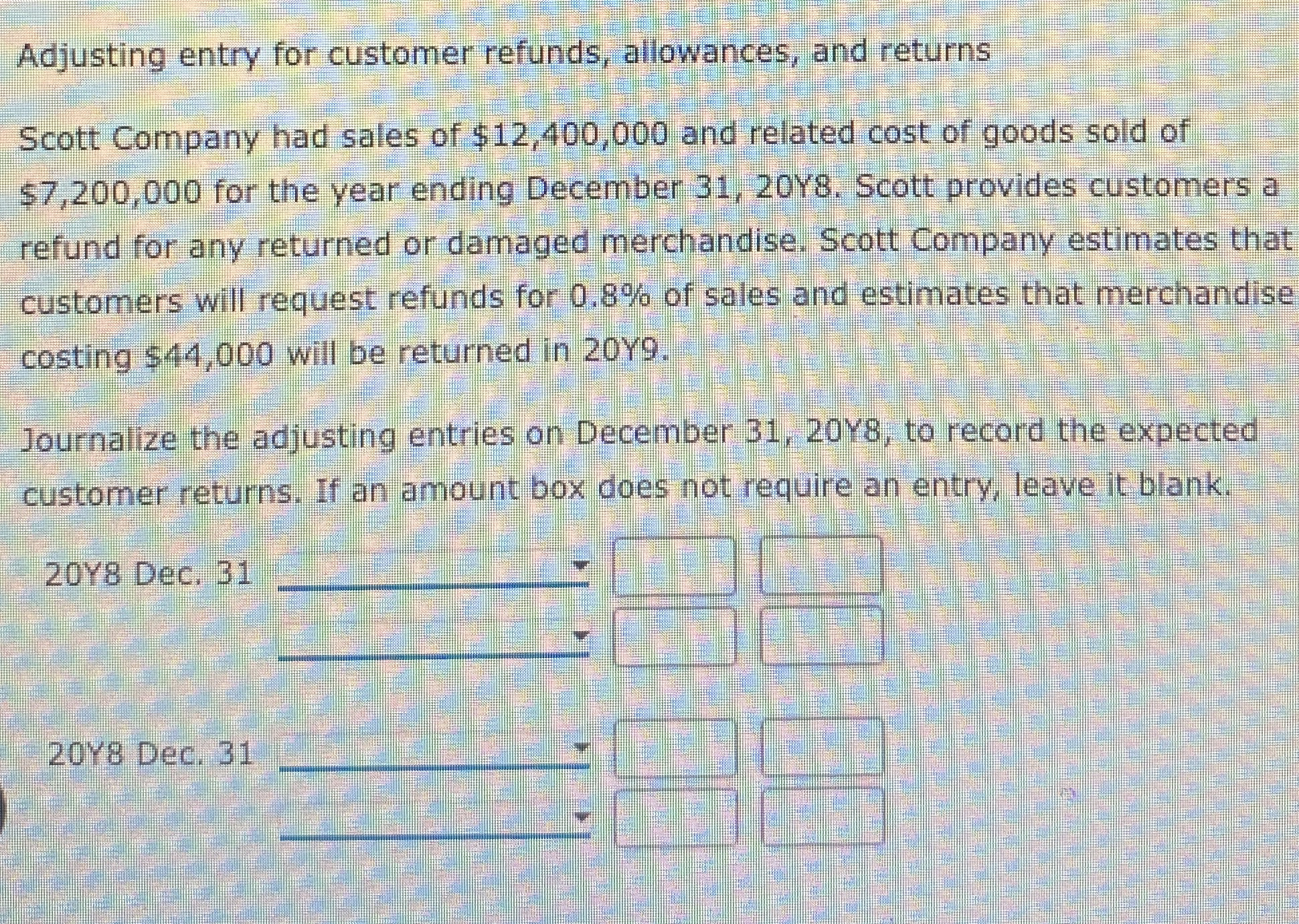 Adjusting entry for customer refunds, allowances,