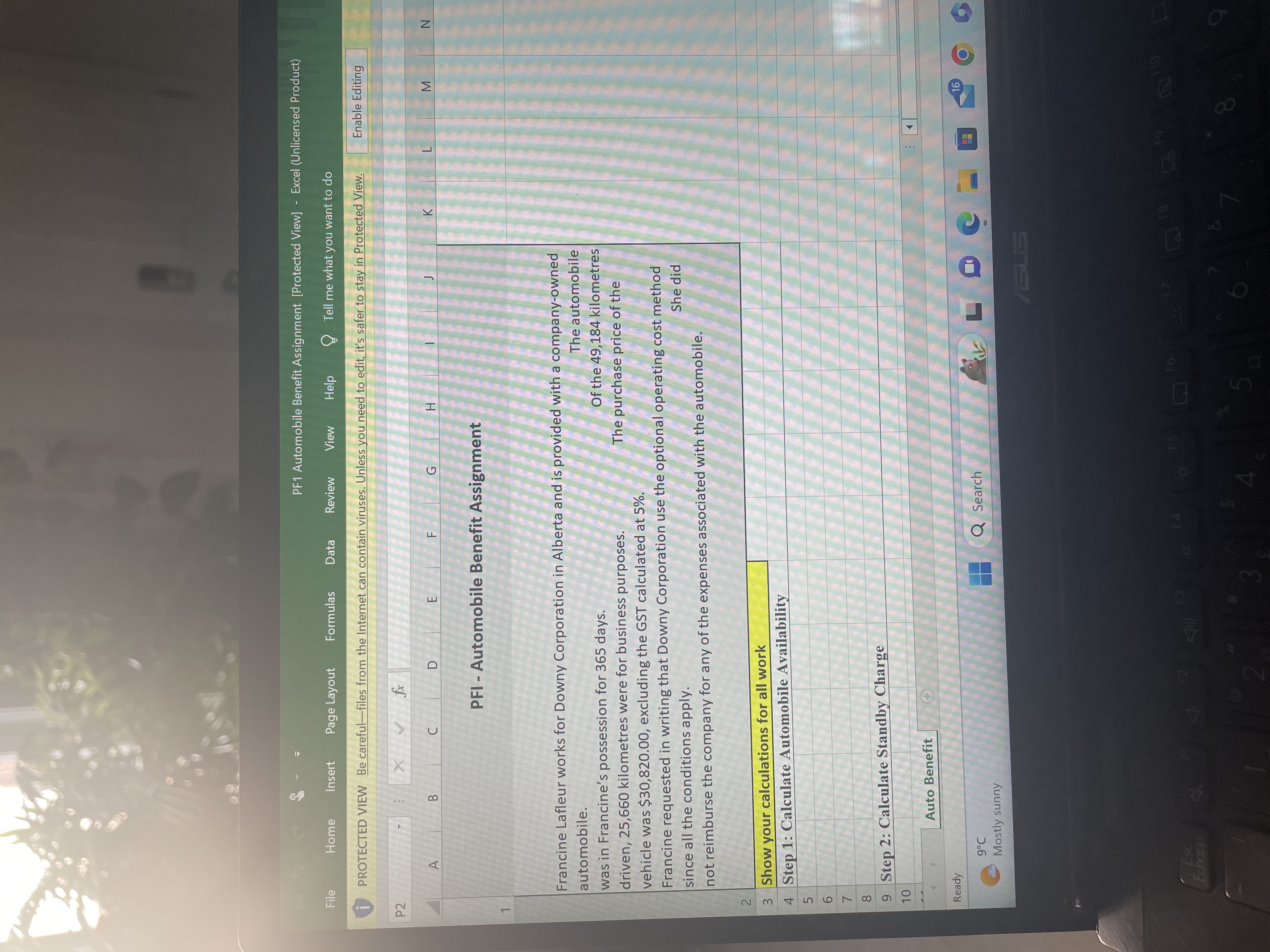 PF1 Automobile Benefit Assignment [Protected