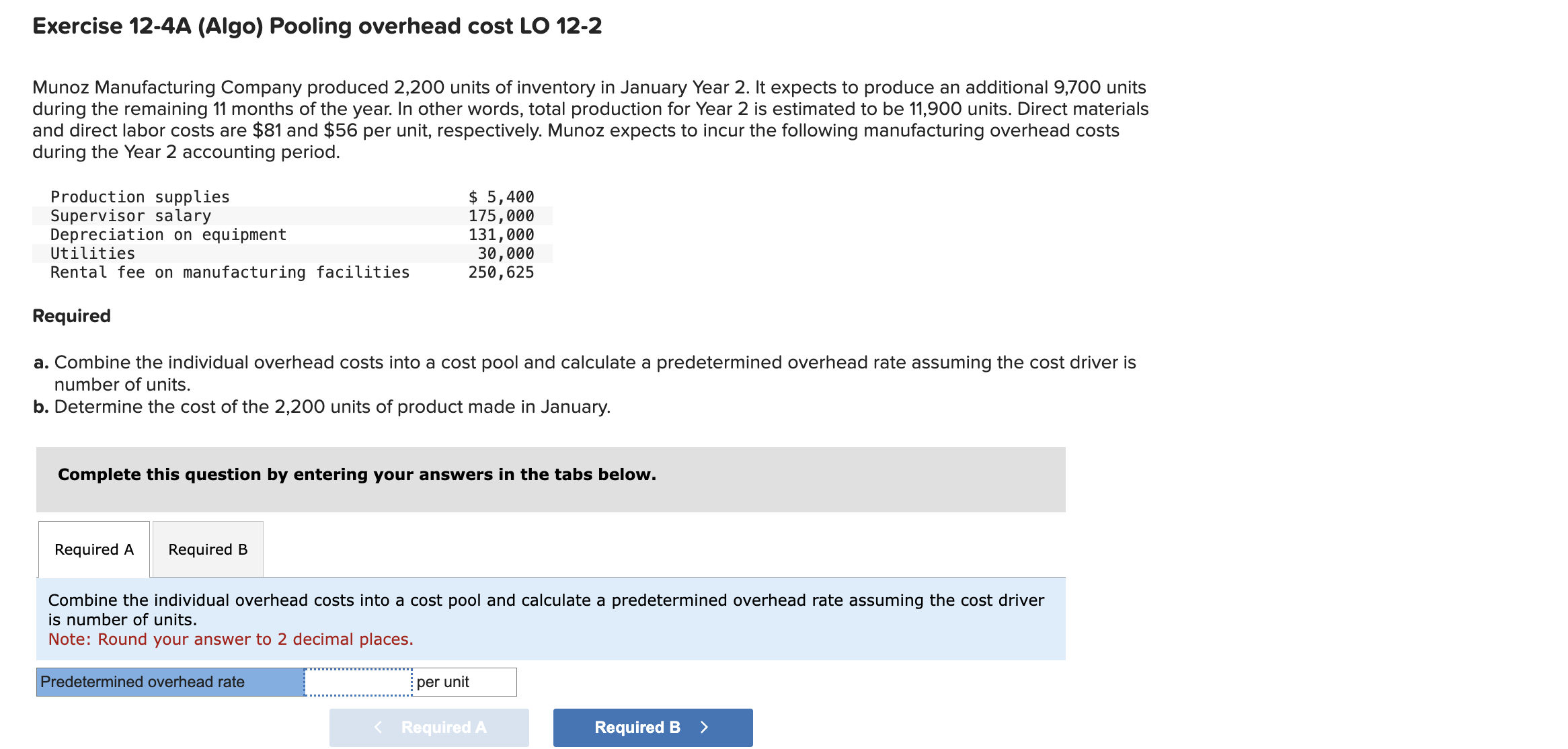 Exercise 1 2 - 4 A ( Algo ) Pooling overhead cost