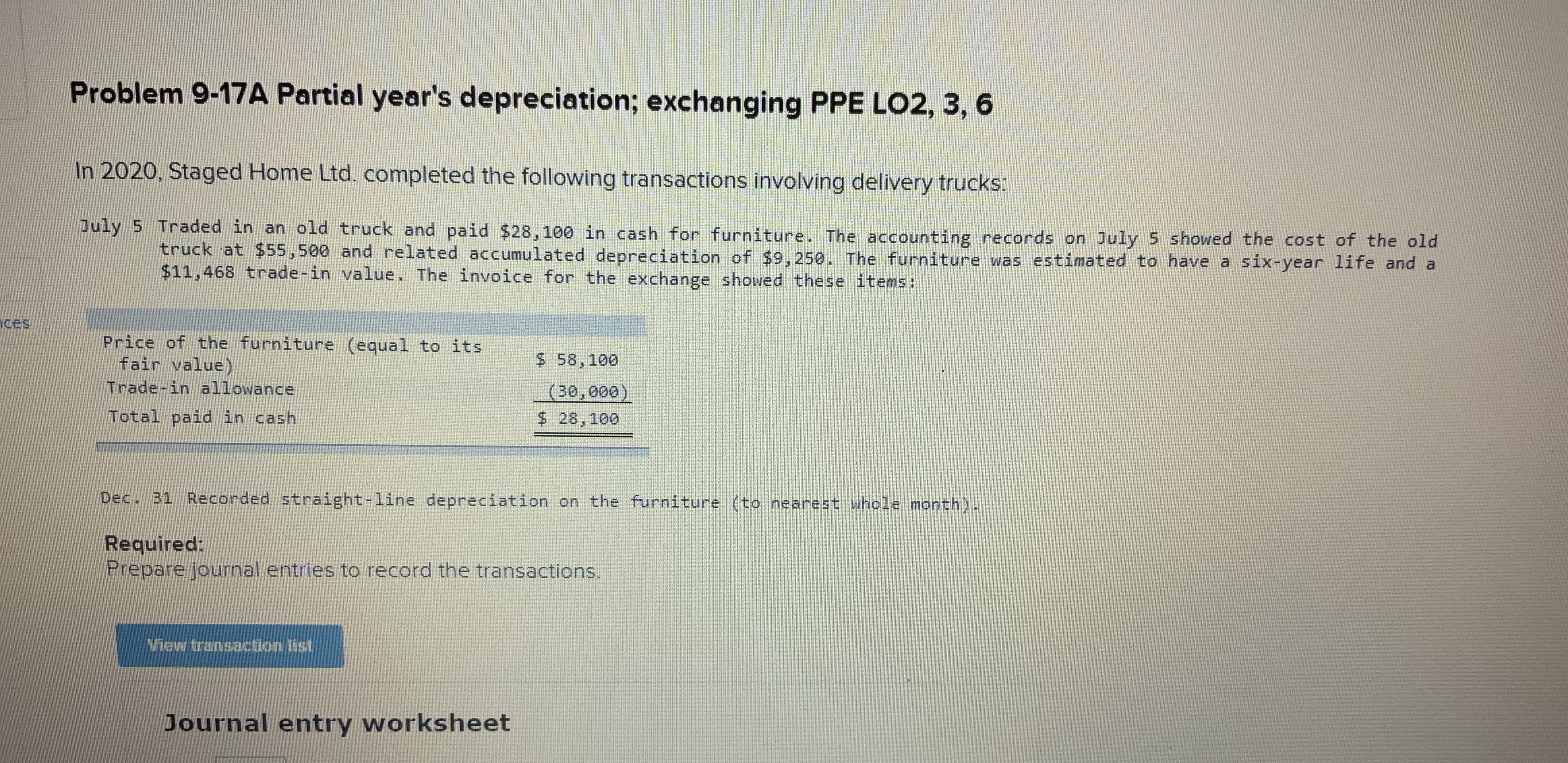 Problem 9-17A Partial year's depreciation;