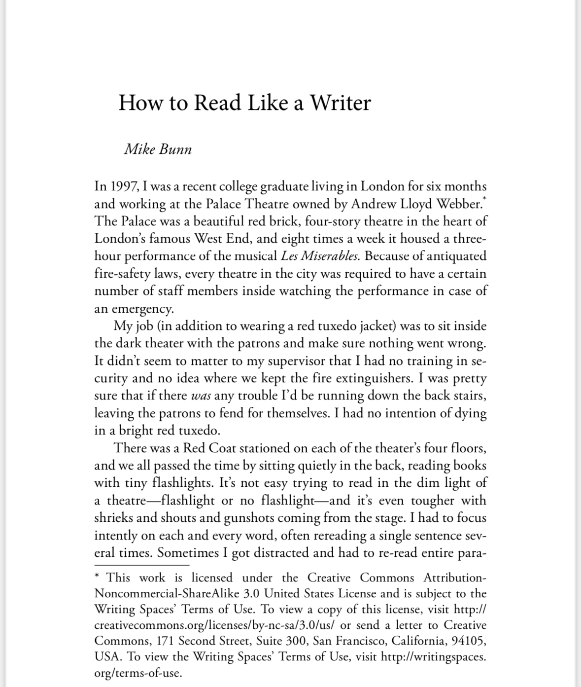 Thinking about Bunn's conception of reading like