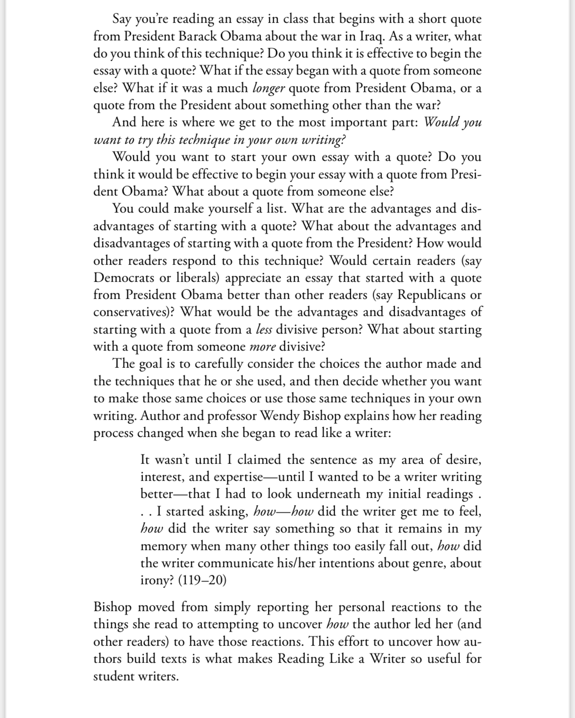 Thinking about Bunn's conception of reading like