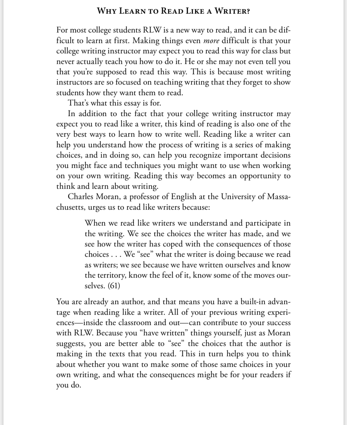 Thinking about Bunn's conception of reading like