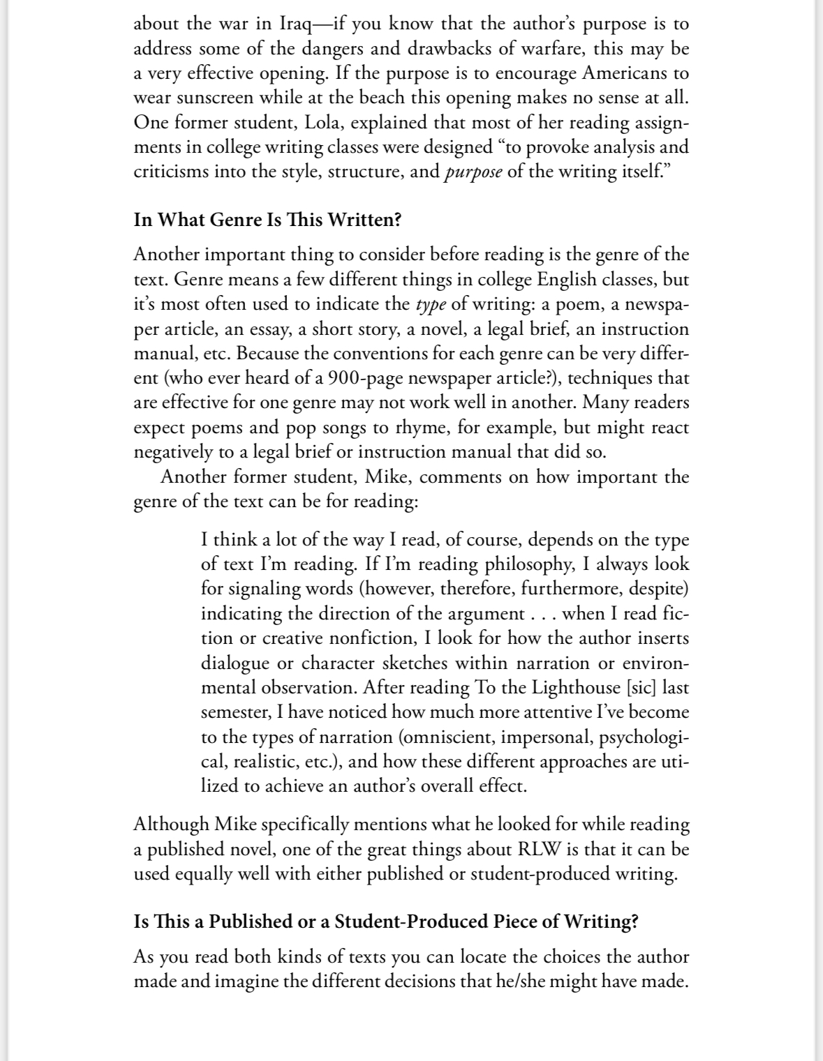 Thinking about Bunn's conception of reading like