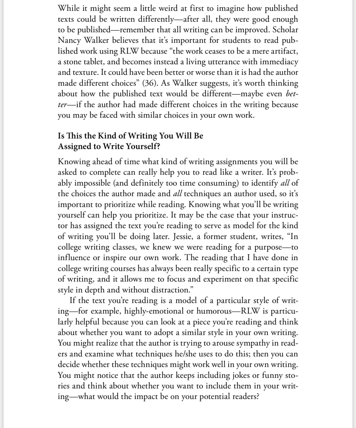 Thinking about Bunn's conception of reading like