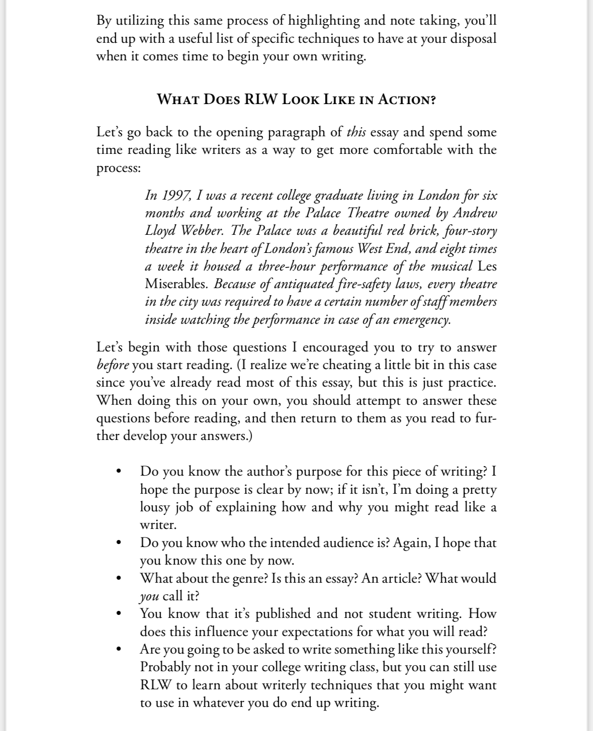 Thinking about Bunn's conception of reading like