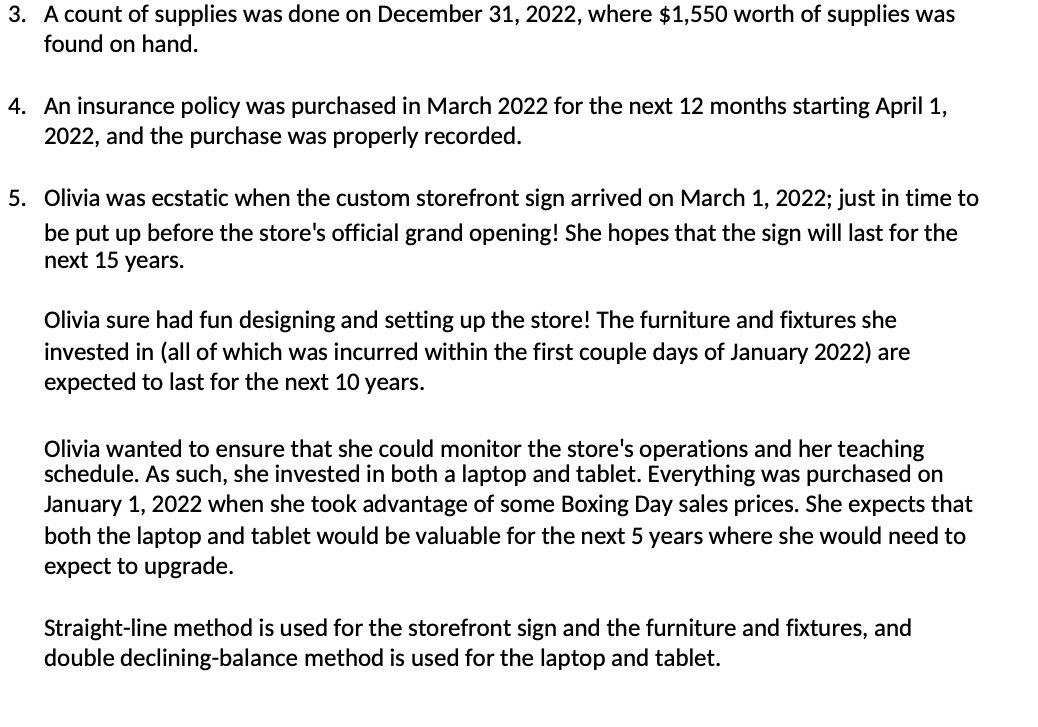 3. A count of supplies was done on December