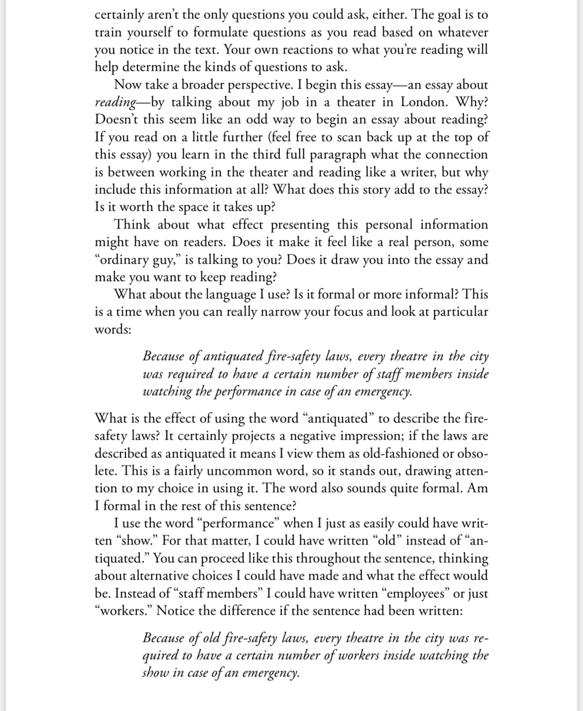 Thinking about Bunn's conception of reading like