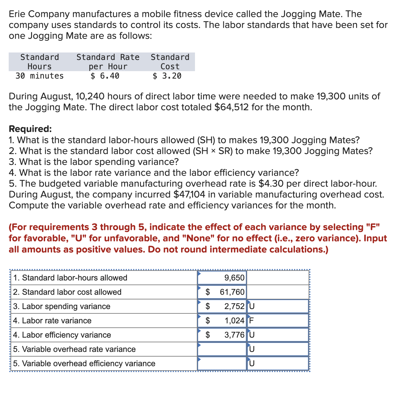 Erie Company manufactures a mobile fitness device