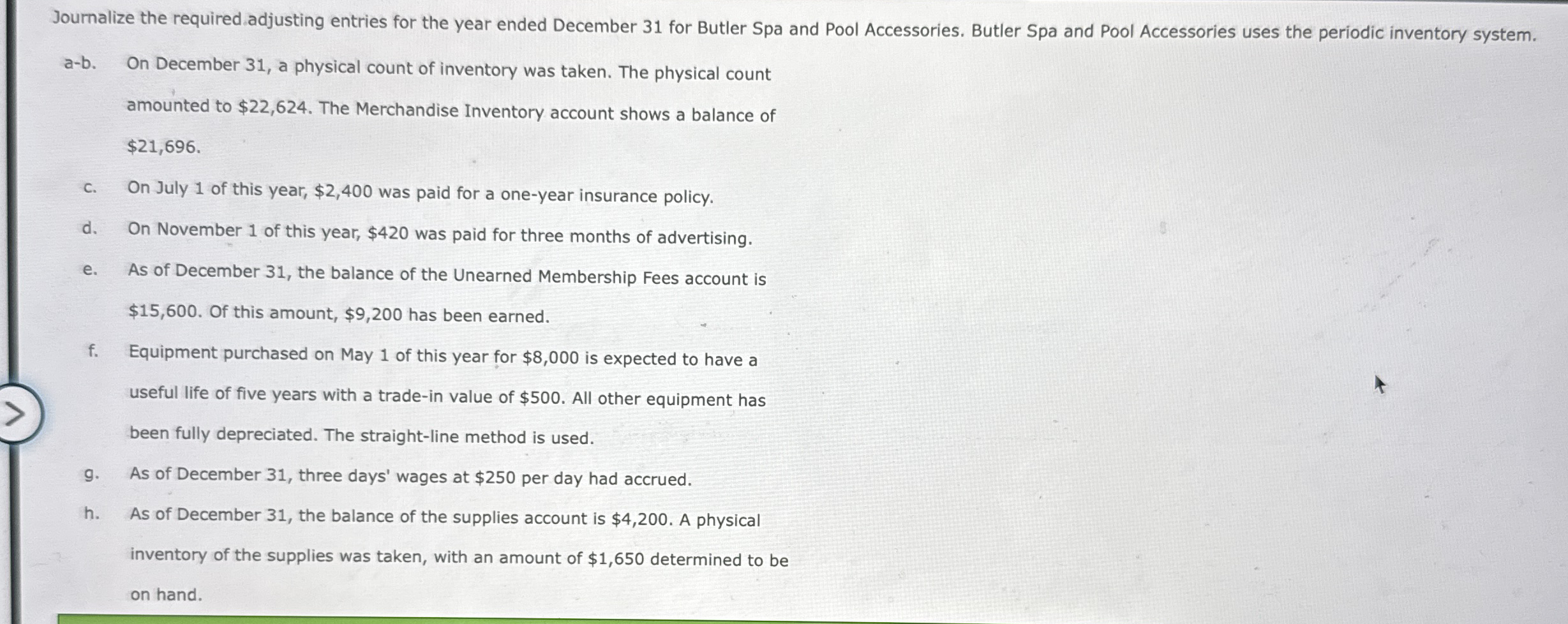 Journalize the required adjusting entries for the