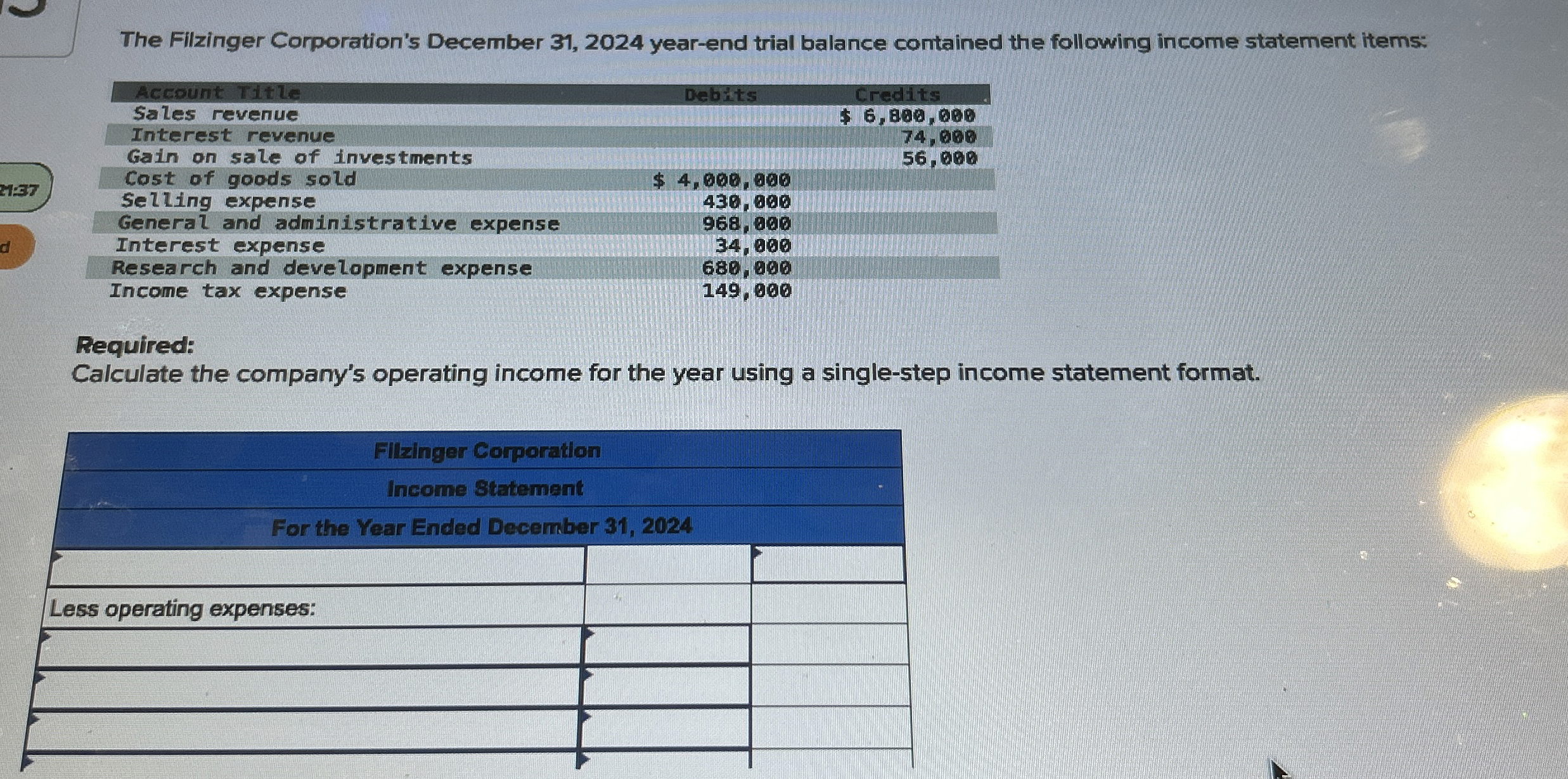 The Filzinger Corporation's December 3 1 , 2 0 2