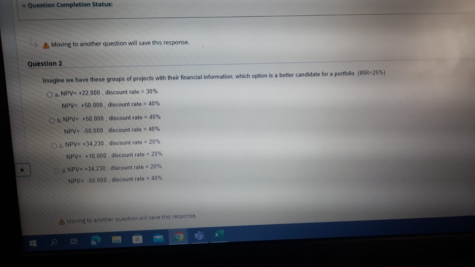 Question Completion Status: > Moving to another