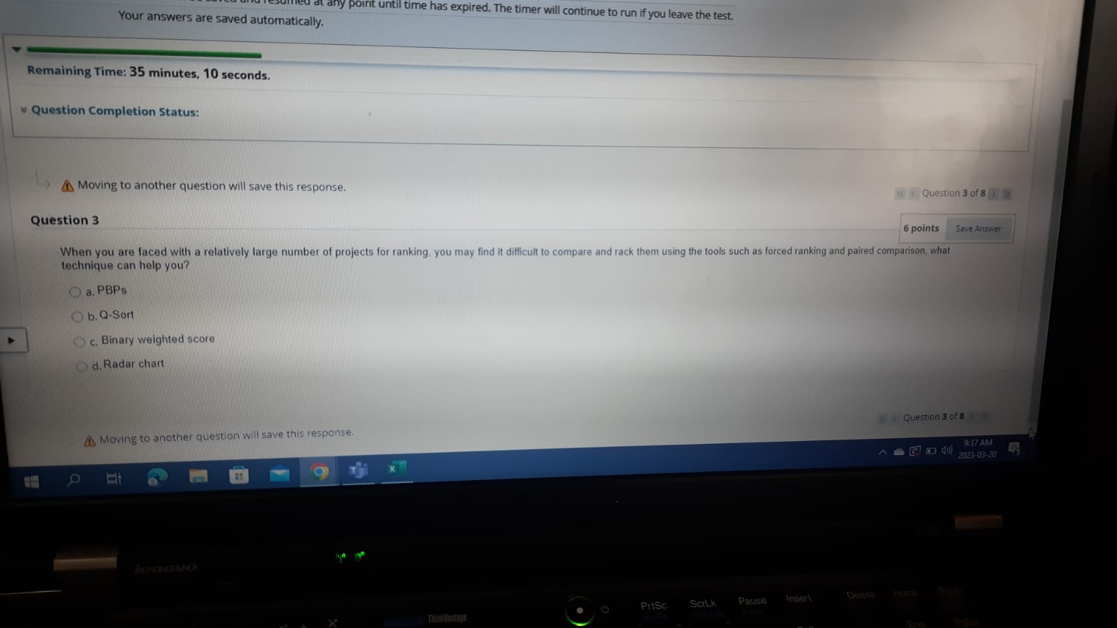 Question Completion Status: > Moving to another