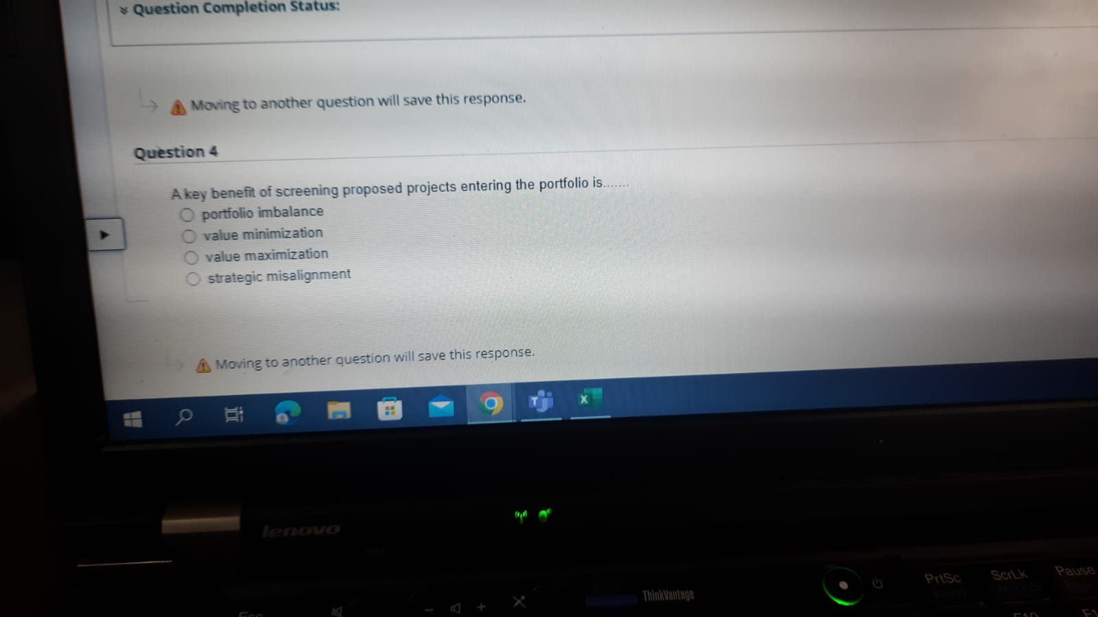 Question Completion Status: > Moving to another