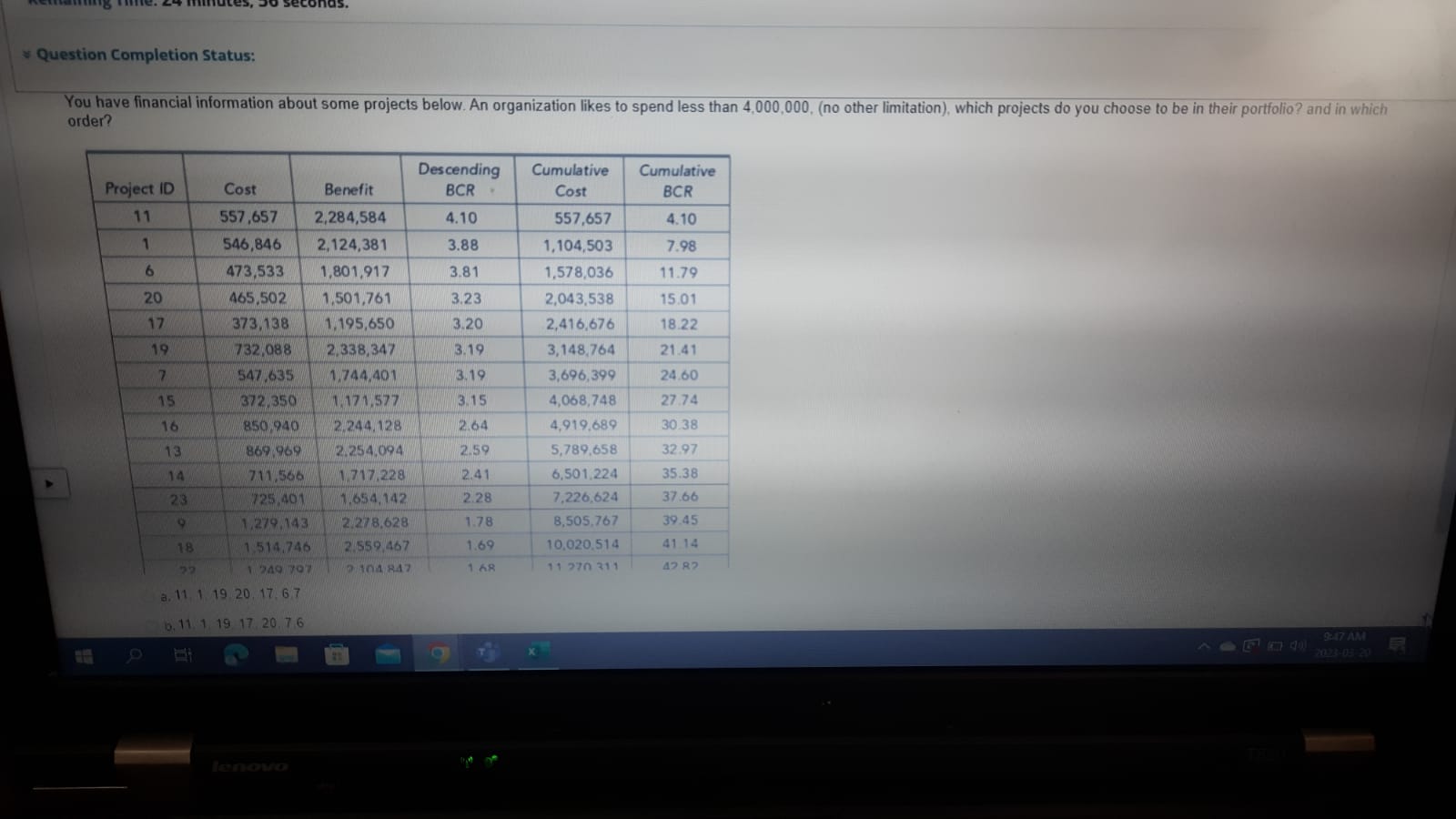 Question Completion Status: > Moving to another