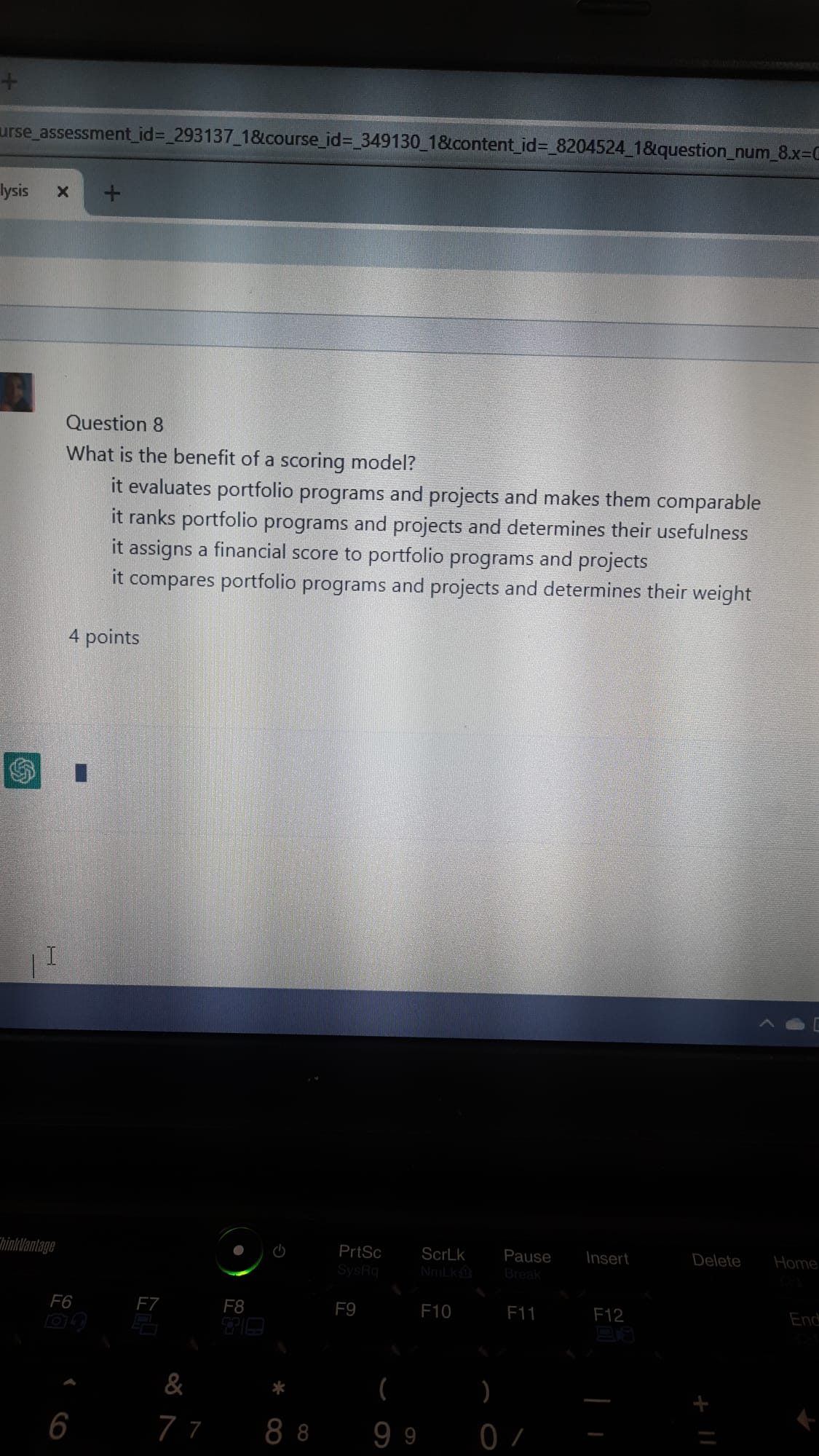 Question Completion Status: > Moving to another