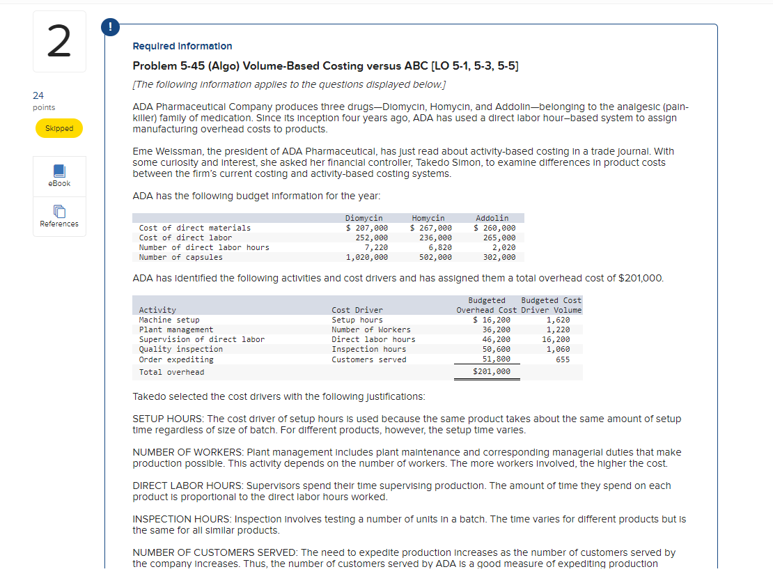 2 Required Information Problem 5-45 (Algo)