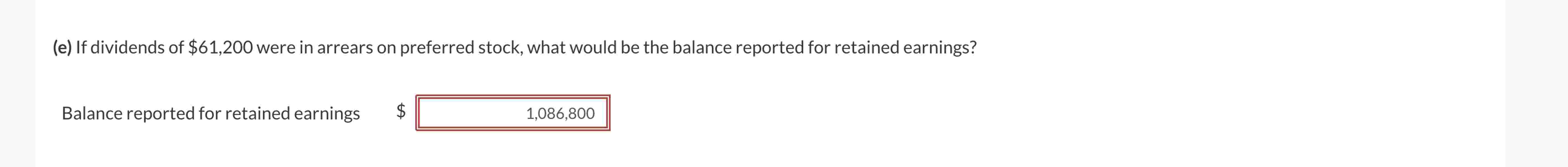 ( e ) If dividends of \ ( \ $ 6 1 , 2 0 0 \ )