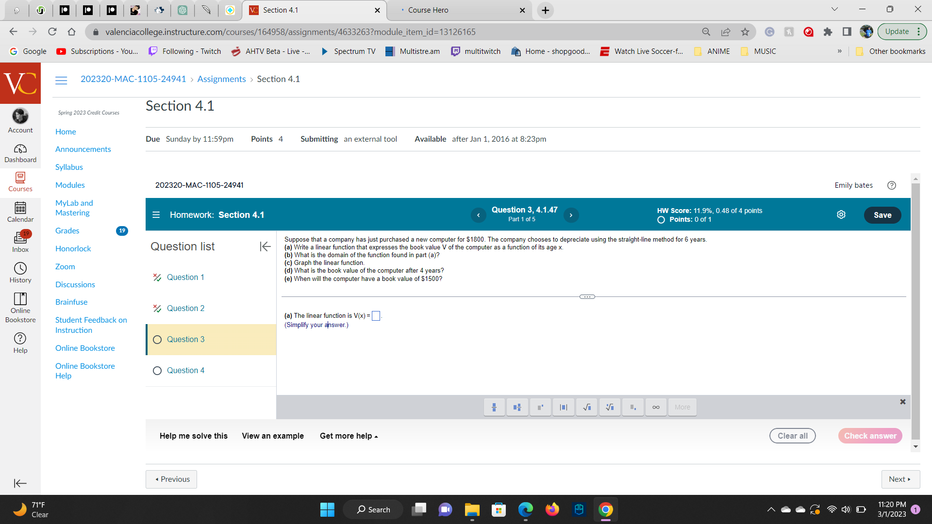 O V Section 4.1 X . Course Hero X + X - CD