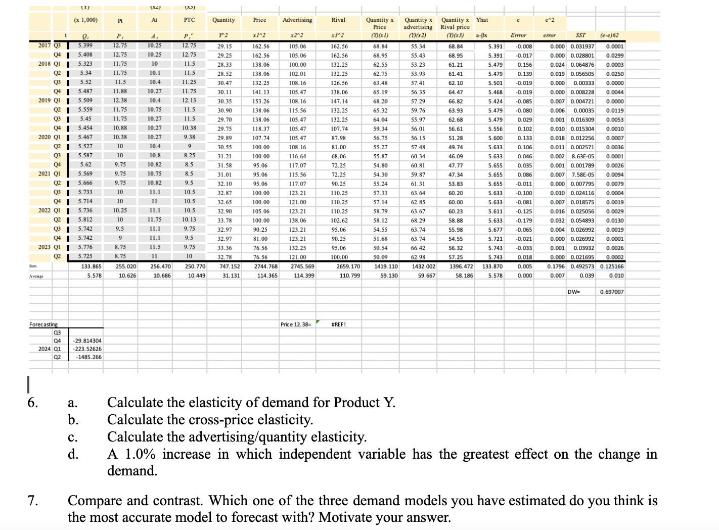 Help me answer question 6 and 7 please