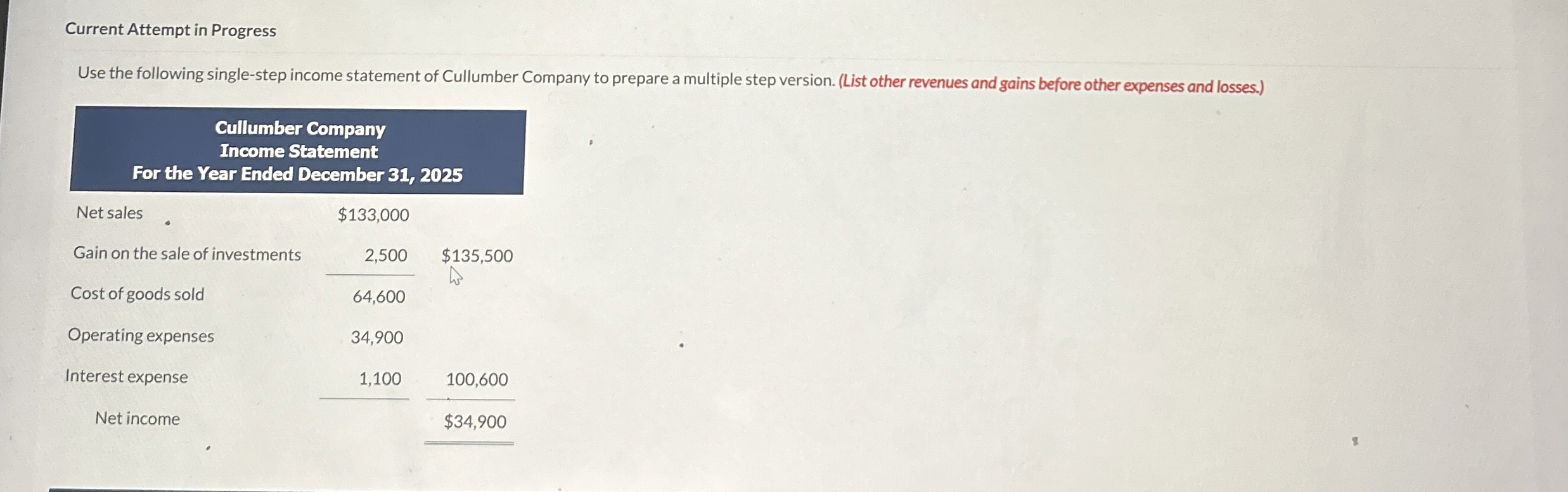 Current Attempt in Progress Use the following