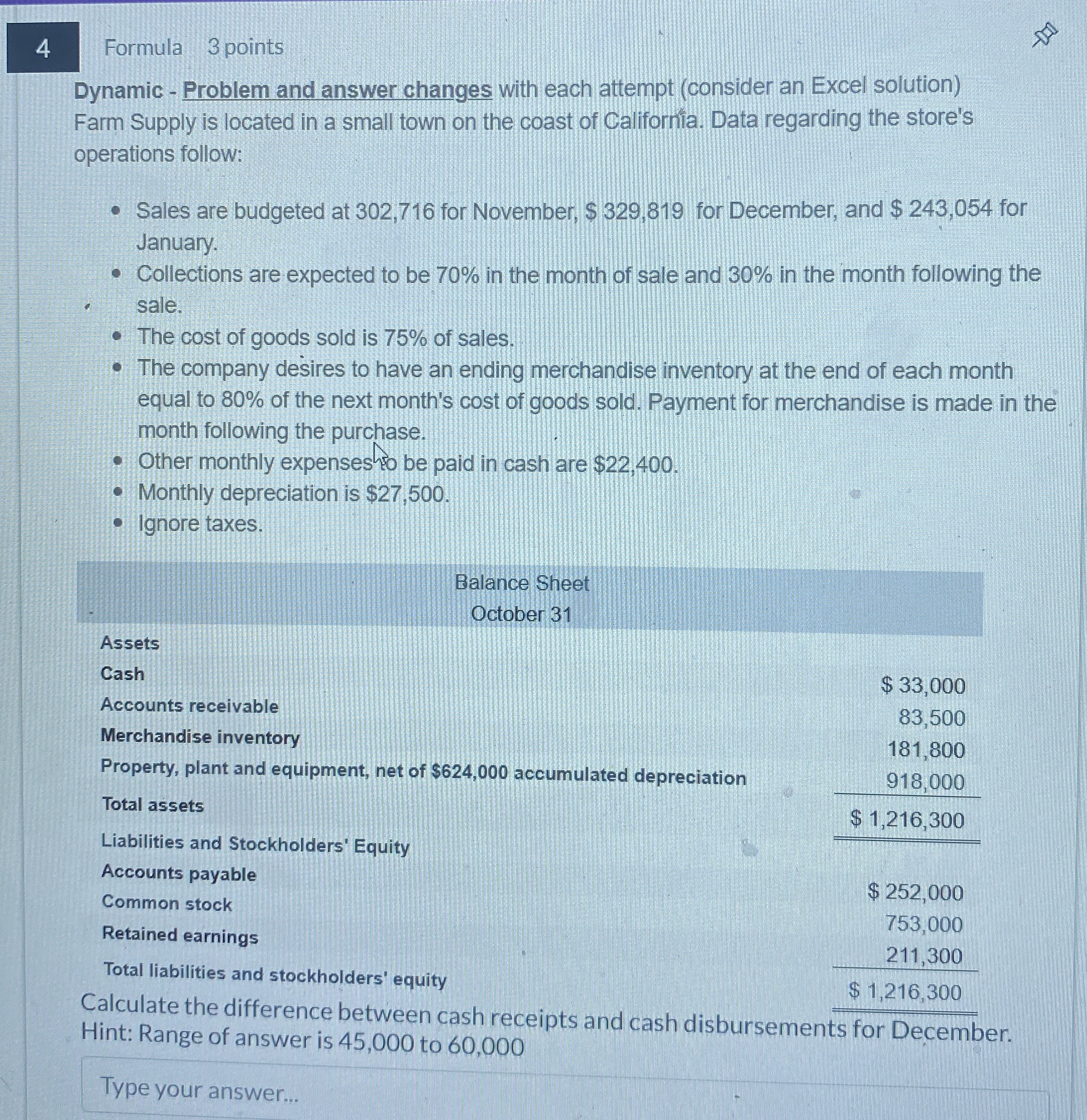 4 Formula 3 points Dynamic - Problem and answer