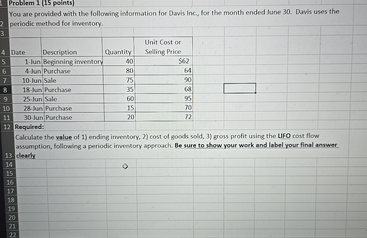 Problem 1 ( 1 5 points ) You are provided with