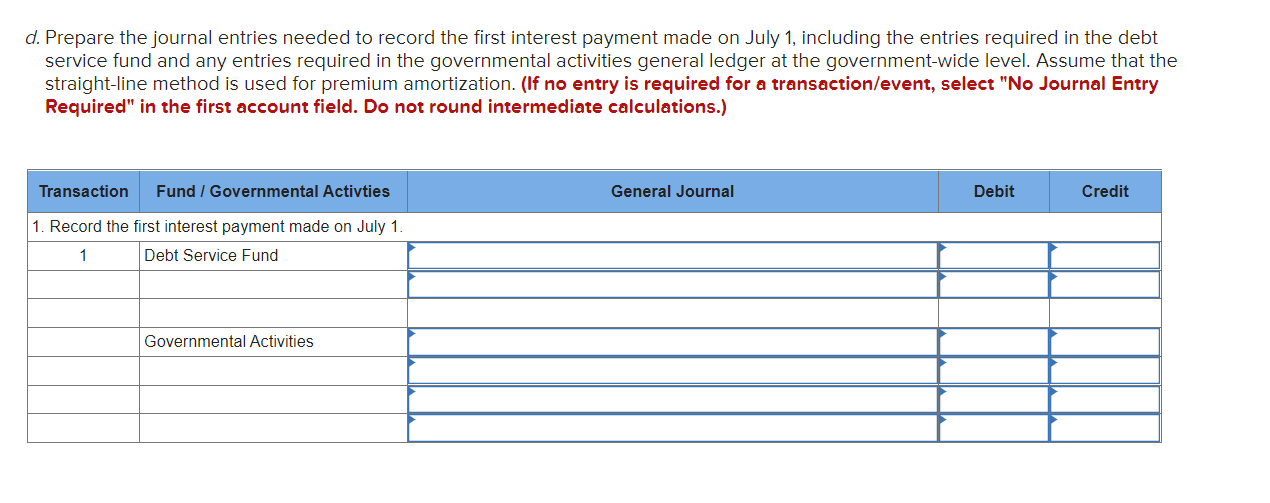 d. Prepare the journal entries needed to record