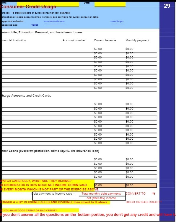 ame: Date: Consumer Credit Usage 29 urpose: To