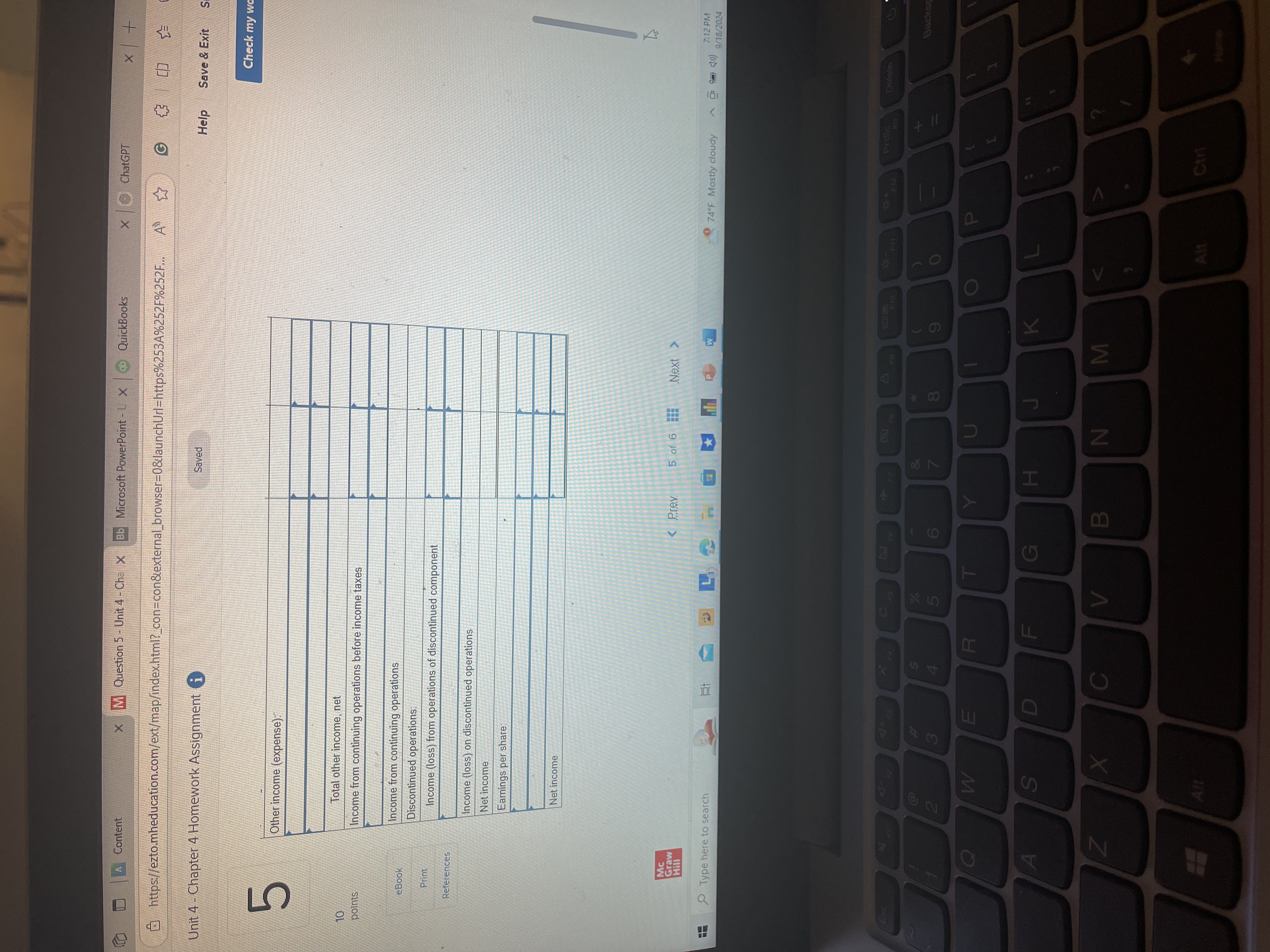 A Content x M Question 5 - Unit 4 - Cha x Bb