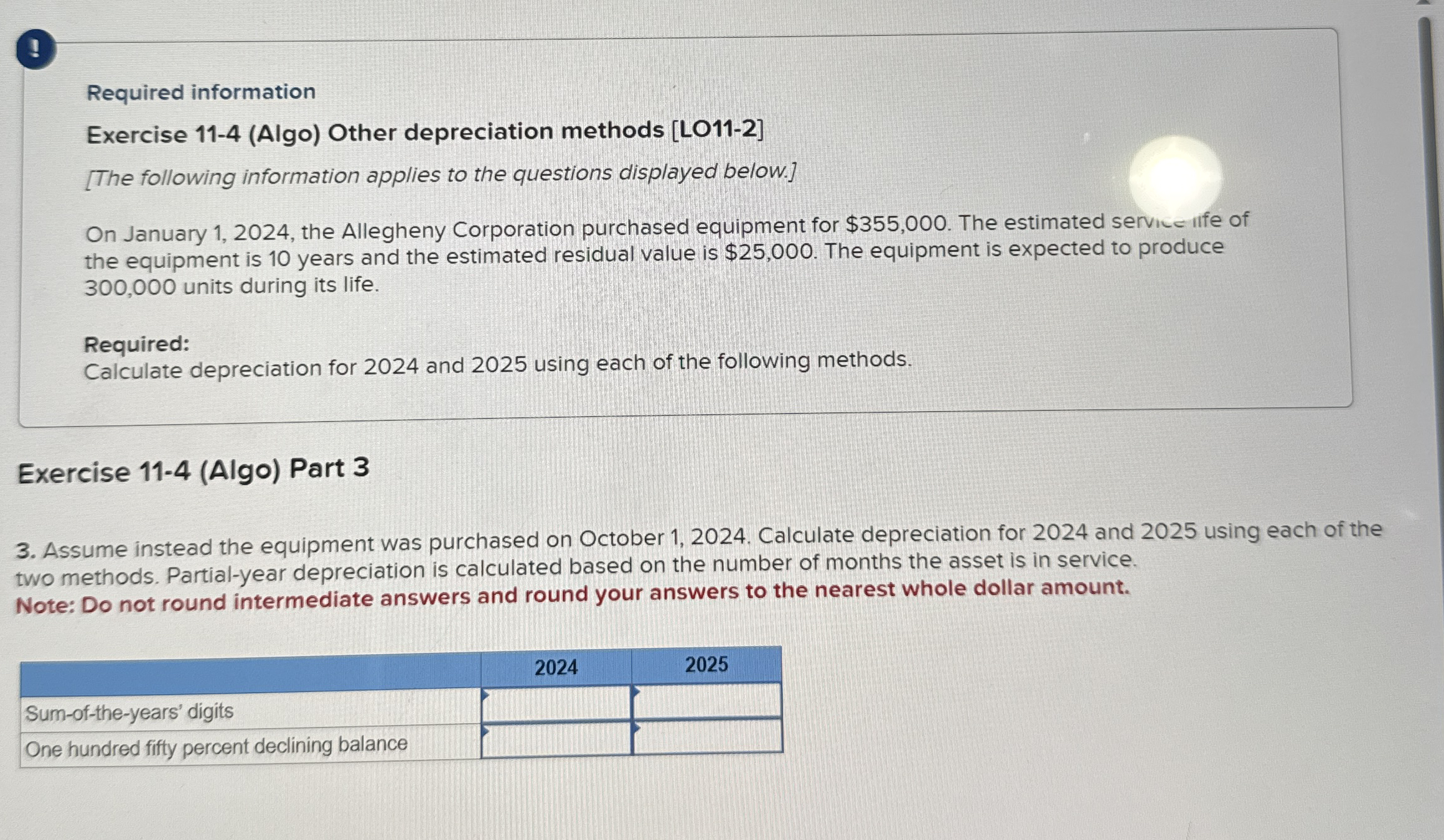 ! Required information Exercise 1 1 - 4 ( Algo )
