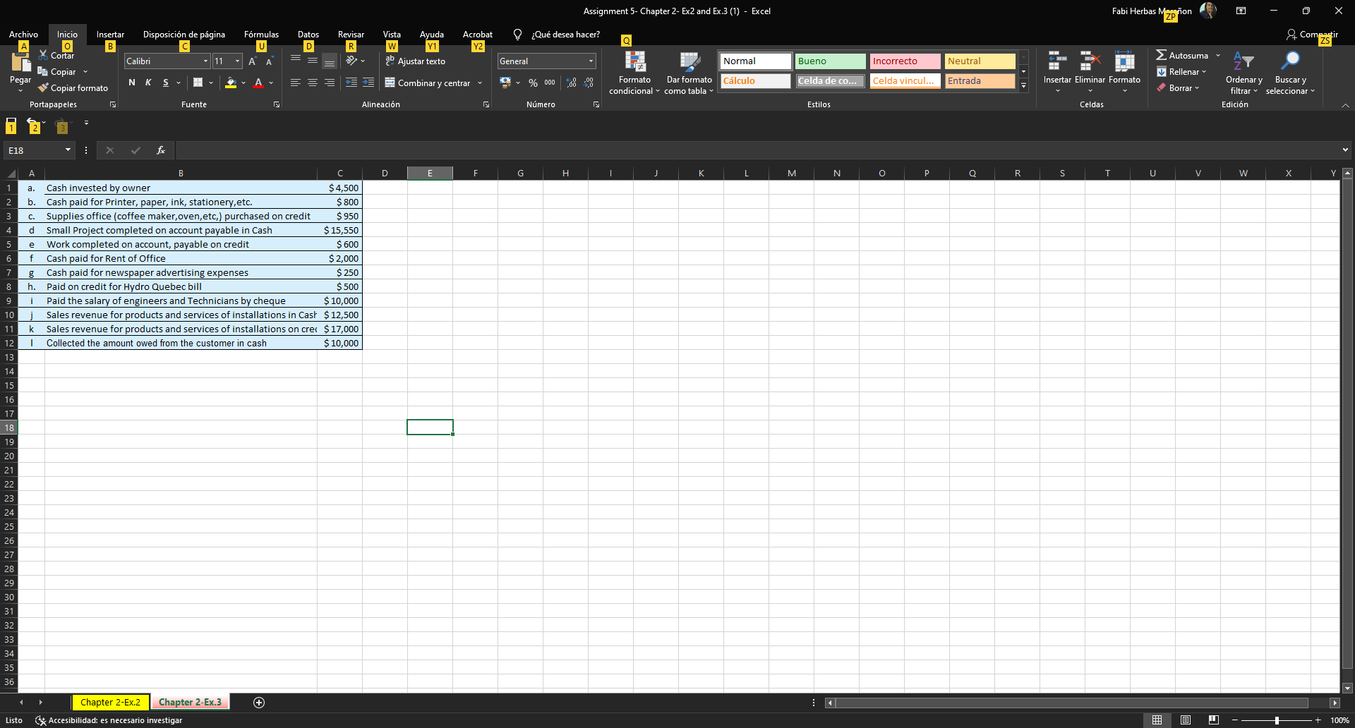 Assignment 5- Chapter 2- Ex2 and Ex.3 (1) - Excel