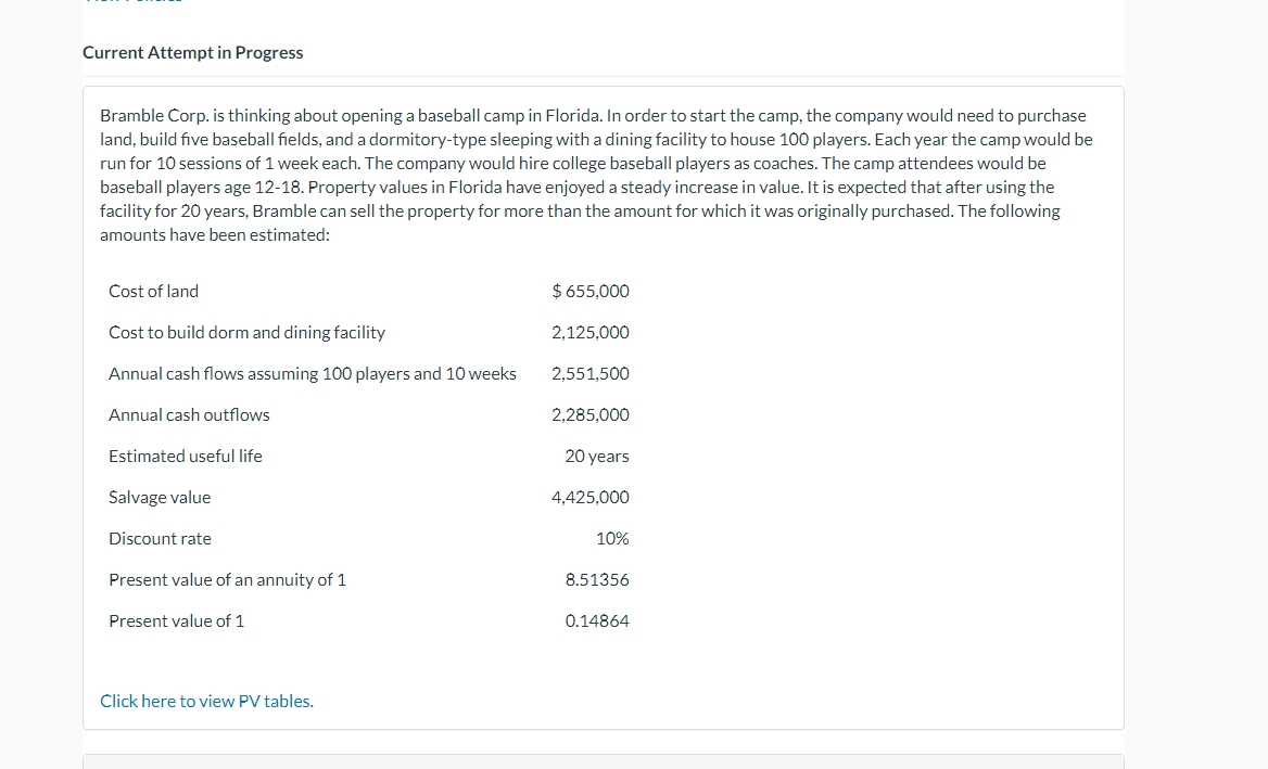 Current Attempt in Progress Bramble Corp. is