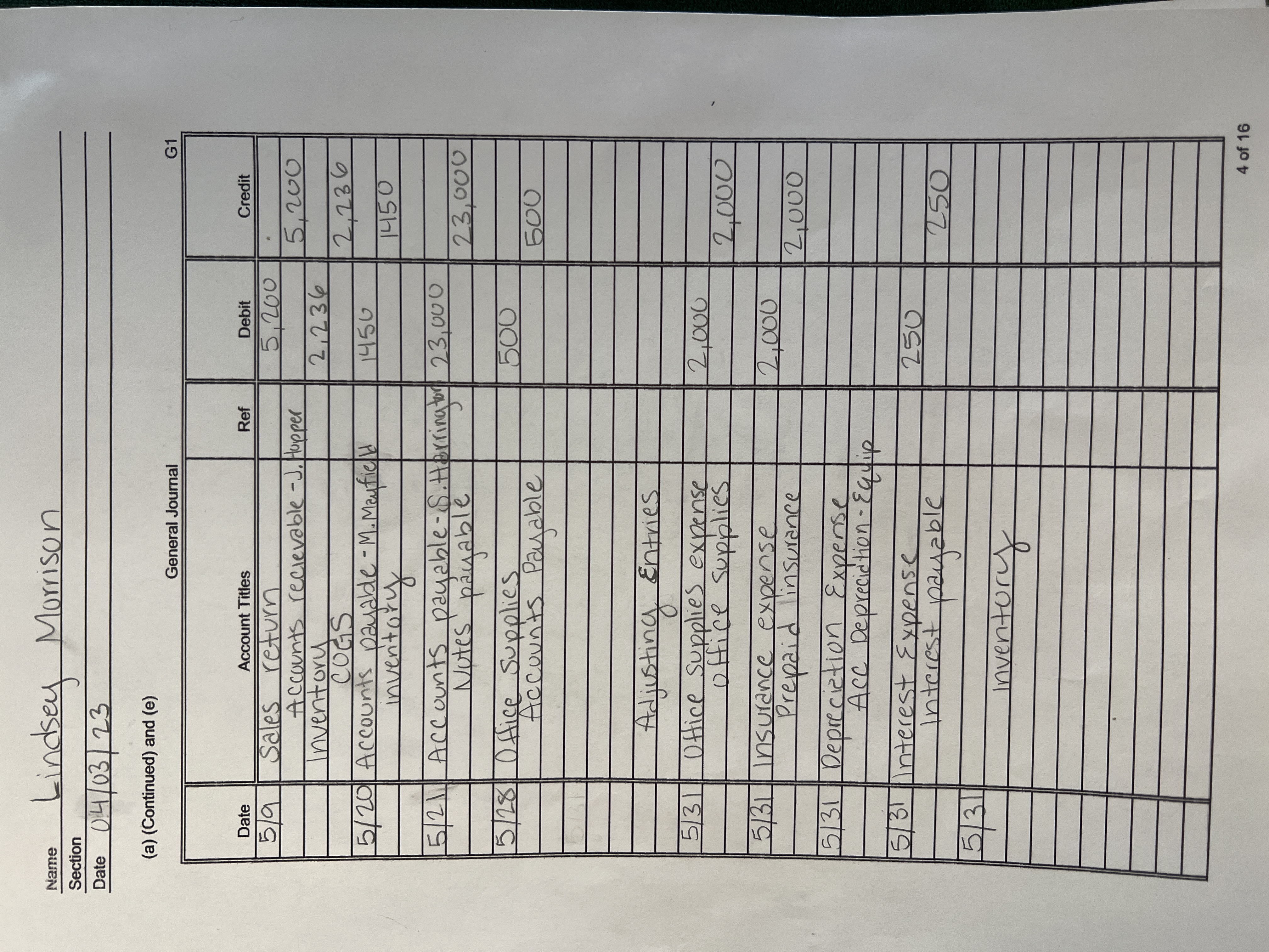 ACC 1021 Mini Practice Set Project transactions