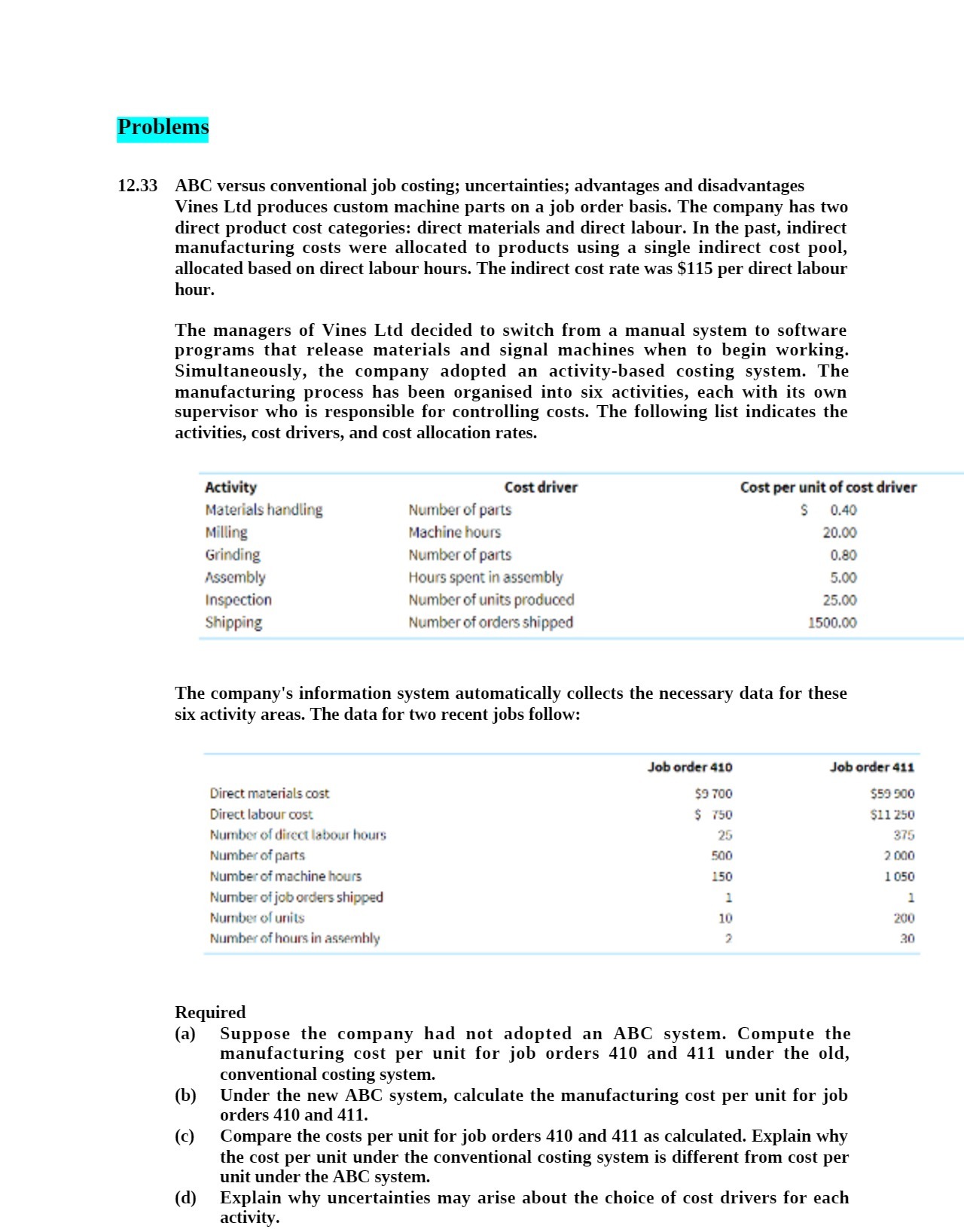 brooms 12.33 ABC versus conventional job costing;