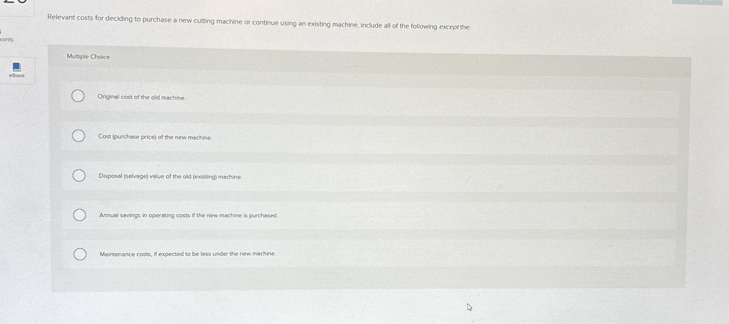 Relevant costs for deciding to purchase a new