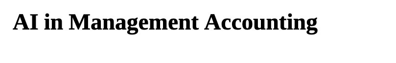Al in Management Accounting