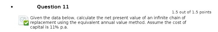Question 11 1.5 out of 1.5 points Given the data